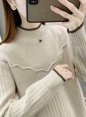 2025年新款秋冬半高领毛衣女加厚爆款洋气保暖内搭针织时尚打底衫