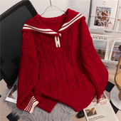 女洋气 学院风宽松海军领针织衫 今年流行爆款 毛衣女2025年秋冬新款