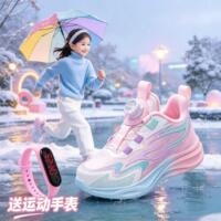 Soft-soled running shoes for primary school students, leather upper with fleece, and girls' second cotton shoes from Zhongda Tong 2026 Autumn/Winter collection thumbnail 4