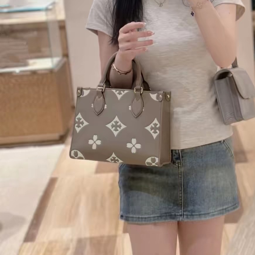 新款老花包包大象灰ontheg通用款女包
