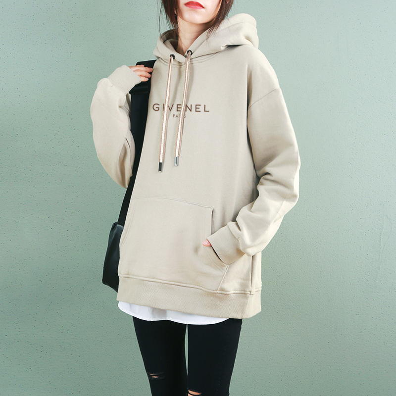 辛韵加厚宽松棉休闲中长款卫衣