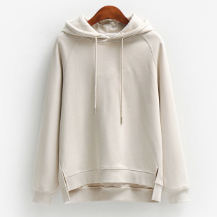 开叉潮外套 纯色时尚 插肩袖 带帽卫衣女连帽春秋冬加绒加厚2026新款