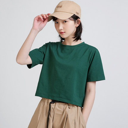 短款短袖t恤女宽松纯色棉2026新款夏ins潮露脐体恤高腰漏肚脐上衣
