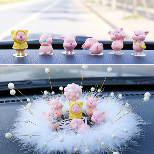 车载小猪猪汽车摆件车内女司机