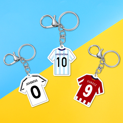 定制足球球衣钥匙扣亚克力球队纪念品挂件创意男生礼物背包挂饰