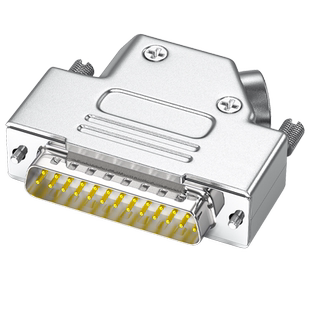 45度DB25公头母头焊线插头2排25针金属外壳焊接头大电流实心针