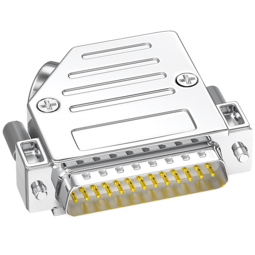 DB25公头母头2排25针插头并口接头45度出线孔连接器D-SUB25P接口