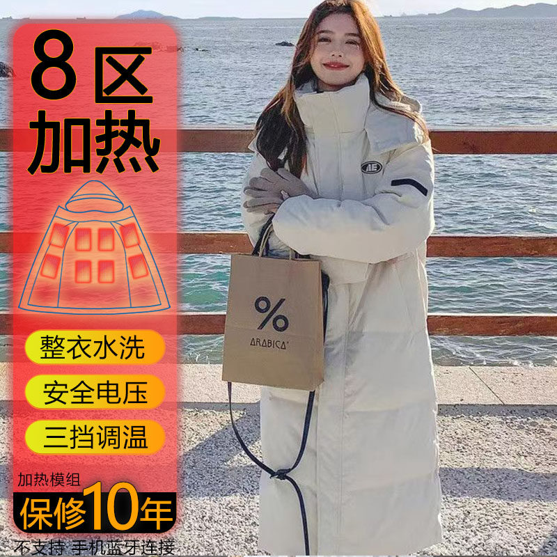 黑科技智能加热调温棉服女小个子宽松大码usb可充电热棉袄防寒服
