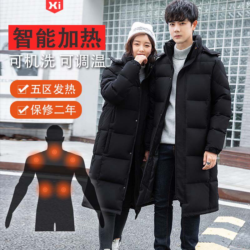 发热加厚中长款情侣2021年羽绒服