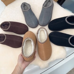 美国熊掌真皮男士包后跟棉拖鞋全羊毛冬季雪地靴保暖羊皮毛一体