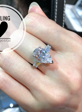 香港英国克拉水滴形白金钻石戒指