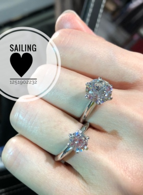 人造宝石克拉经典六爪镀白金戒指