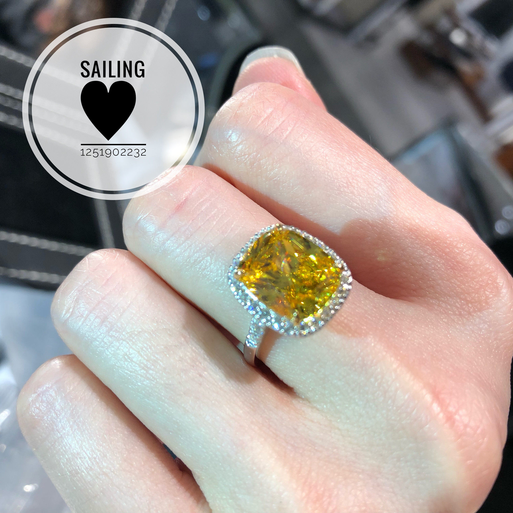 现货 香港专柜代购 carat london 浓彩黄钻 人造钻石戒指 10克拉