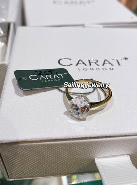 香港专柜 英国carat london 椭圆形 人造宝石戒指 k黄金 结婚订婚
