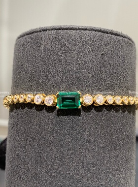 香港专柜 英国carat london 人造祖母绿手链 金色 欧美风订婚结婚