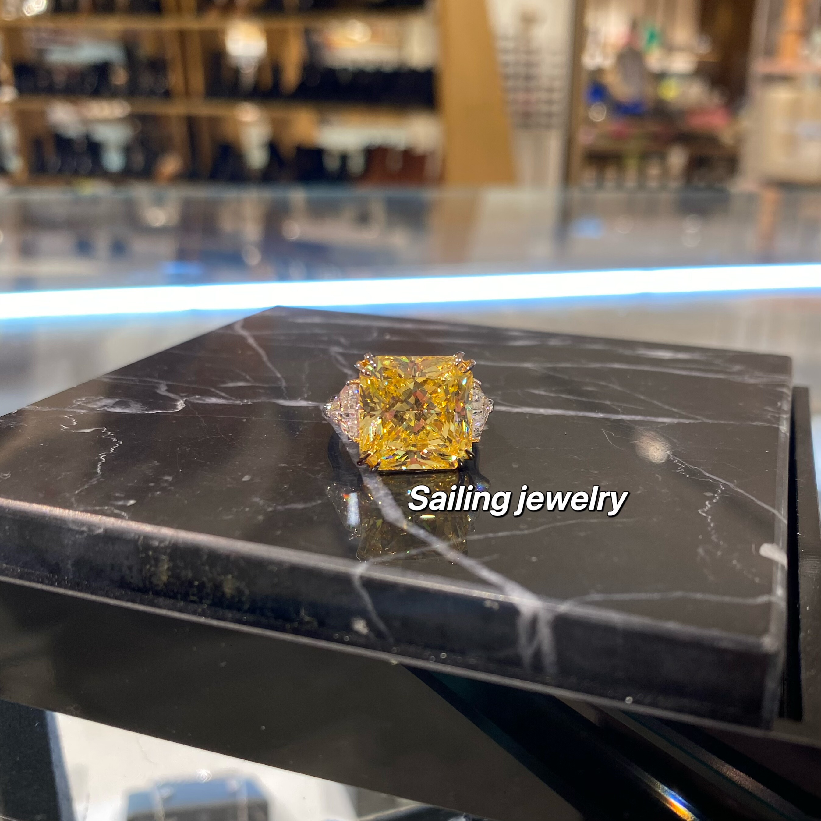 现货 香港专柜 英国carat London 人工黄钻戒指 9k白金 婚礼订婚