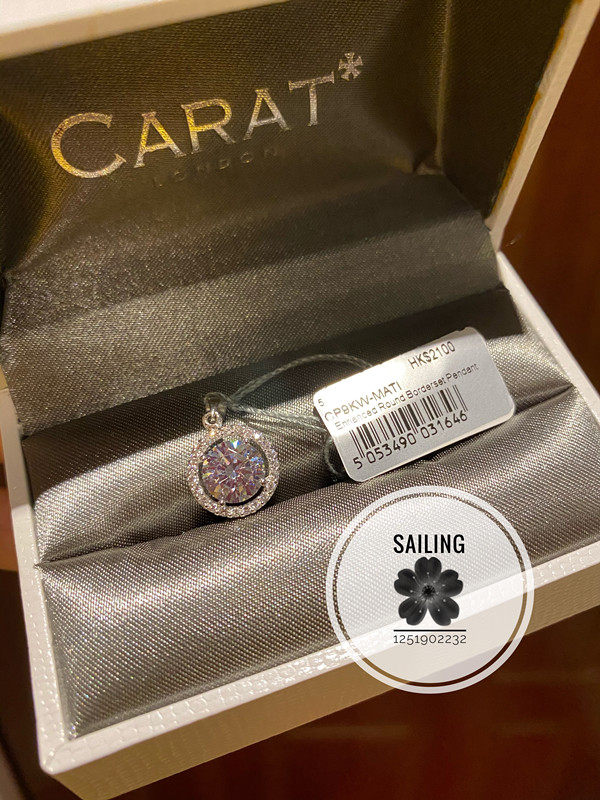 现货 英国carat london 9k白金吊坠 周围一圈碎钻 欧美风 韩风