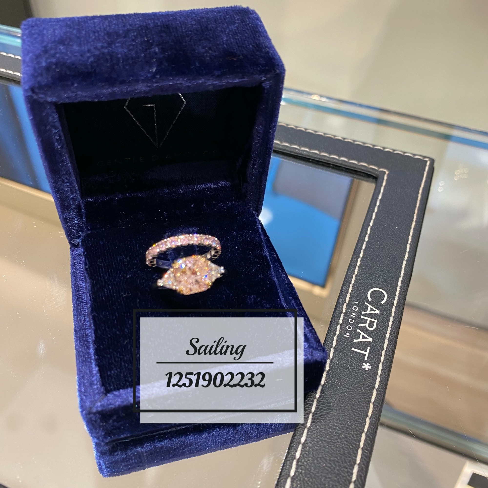 现货 香港专柜代购 英国CARAT LONDON人造钻石粉钻戒指 3克拉