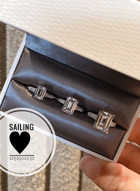 现货 香港专柜 英国CARAT LONDON 祖母绿切割 人造钻石戒指 K白金