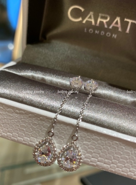 现货 香港专柜代购 英国CARATLONDON 水滴人造钻石耳环 欧美风