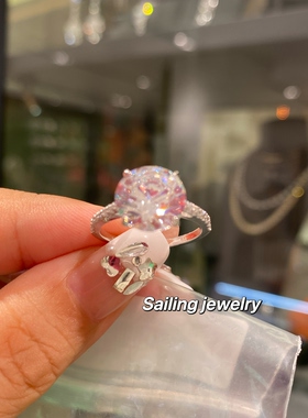 香港专柜 英国carat london 人造宝石戒指 3.5克拉 白金 订婚结婚