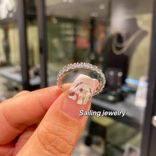 人造宝石戒指 香港专柜 英国carat london 白金排钻 人工蓝宝