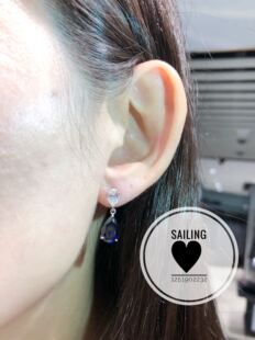 london 现货 香港专柜代购 英国carat 人造蓝宝石耳环 人造钻石