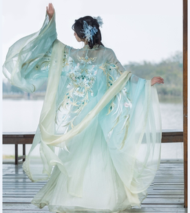 初见青黛原创汉服 金羽 唐制诃子裙女重工刺绣大袖衫成人非古装