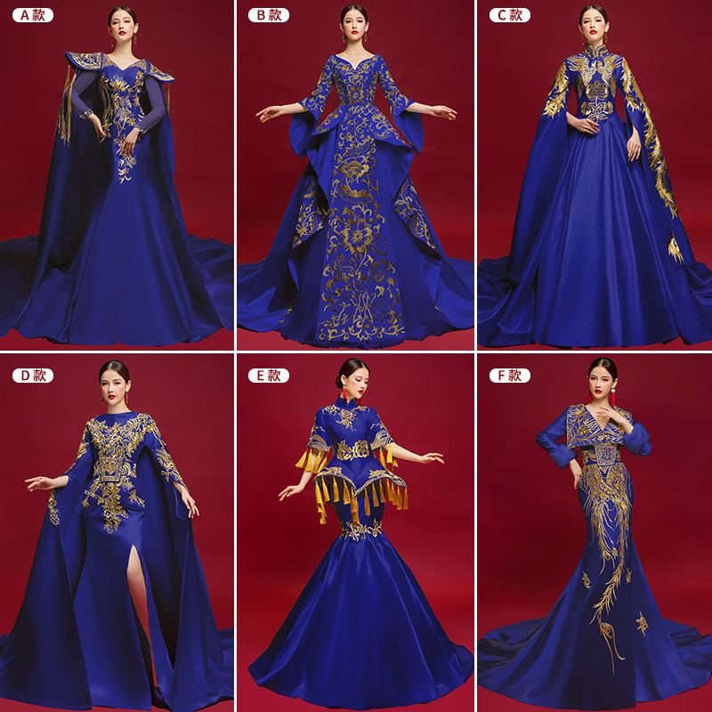 主持人演出中国风模特走秀礼服女图片