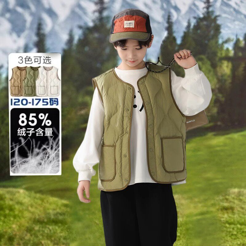 反季鹿小糖童装儿童羽绒马甲2026新款秋冬装男童女童轻薄休闲背心