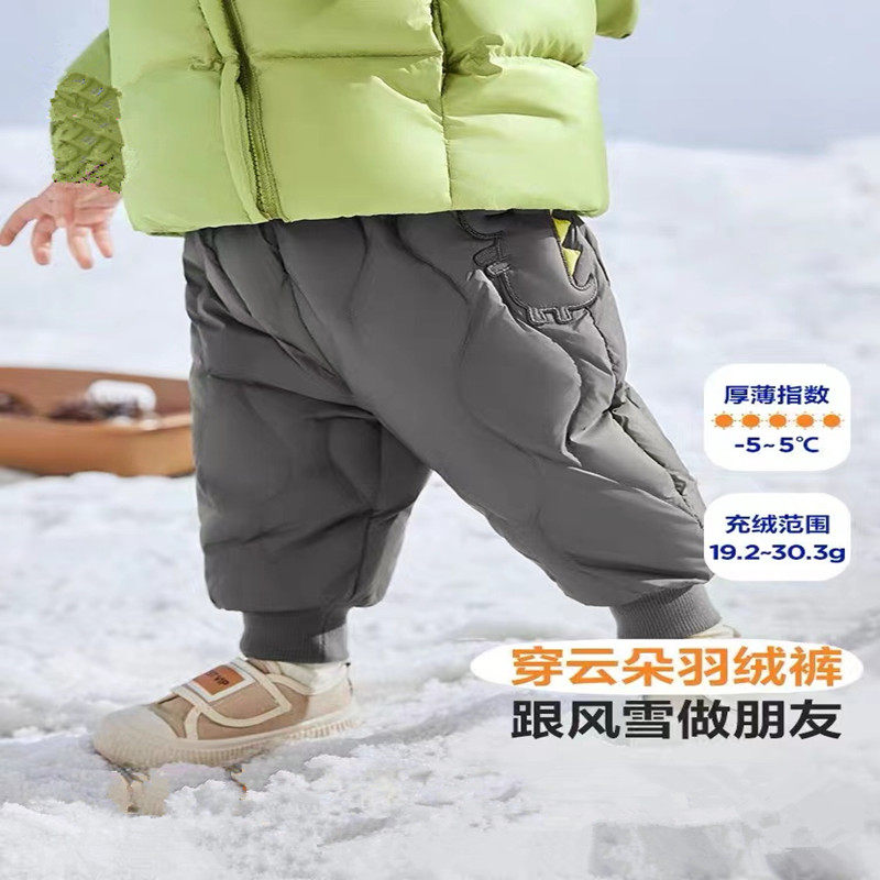 【三防羽绒裤】品牌鹿小糖男女童休闲裤2025冬季宝宝高腰护肚长裤
