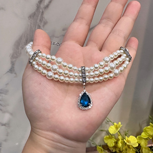 猫猫项圈脖圈德文阿比猫咪项链宠物珍珠项链饰品配饰铃铛狗狗项链