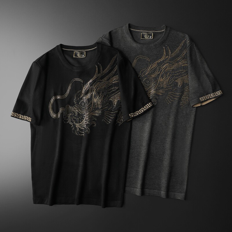 2024新款春季针织短袖T恤男士短袖毛衣烫钻半袖针织衫男1091-P75,男装针织衫/毛衣,钱塘702