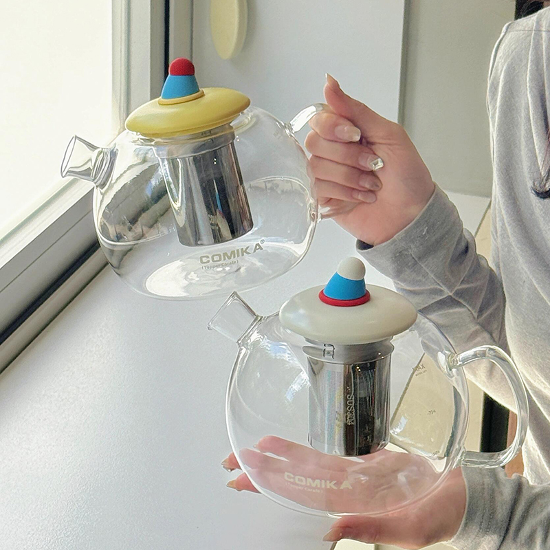 【现货秒发】COMIKA口咔帽子茶壶玻璃耐高温养生大容量高颜值水壶