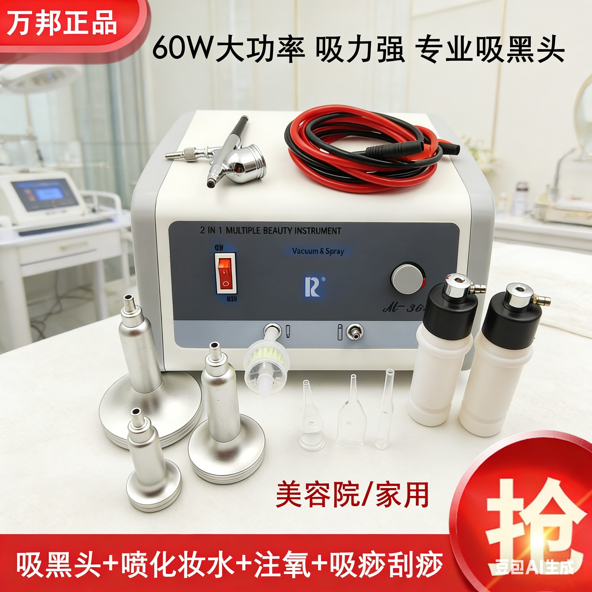 美容院吸黑头美容仪吸油机毛孔清洁器祛痘粉刺吸痧注氧喷水雾家用