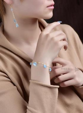 天然海蓝宝原石手工编织