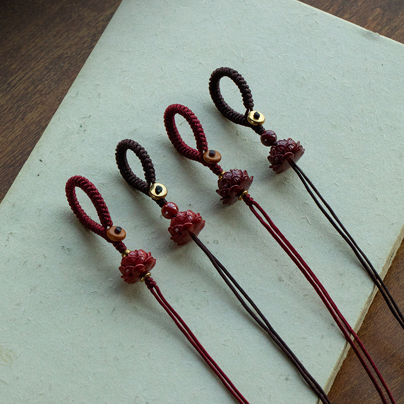 帝王砂莲花款手工编织可DIY汽车钥匙扣链编绳配件吊坠挂件绳