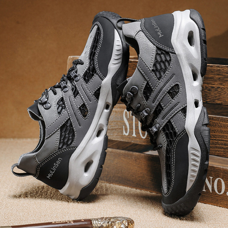 男鞋夏天网孔透气网面鞋46大码男士户外登山运动45防滑钓鱼溯溪鞋