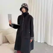 天天yoko&珍皇 2025秋冬新款 两面穿拉链中长时尚 大衣W 613