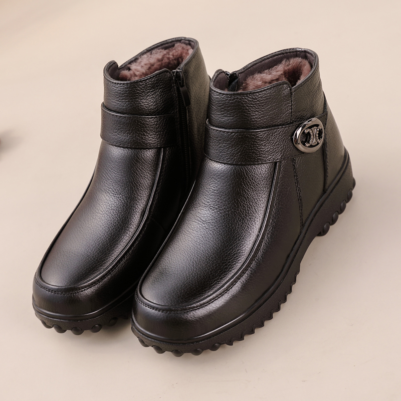 女士棉鞋东北抗寒加绒加厚保暖软底软面高档户外雪地靴女款妈妈鞋