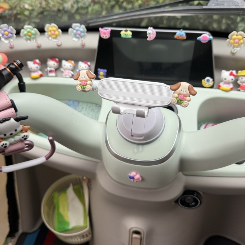 适用雅迪ev301三轮车中控台装饰电动车配饰改造小摆件贴纸女可爱