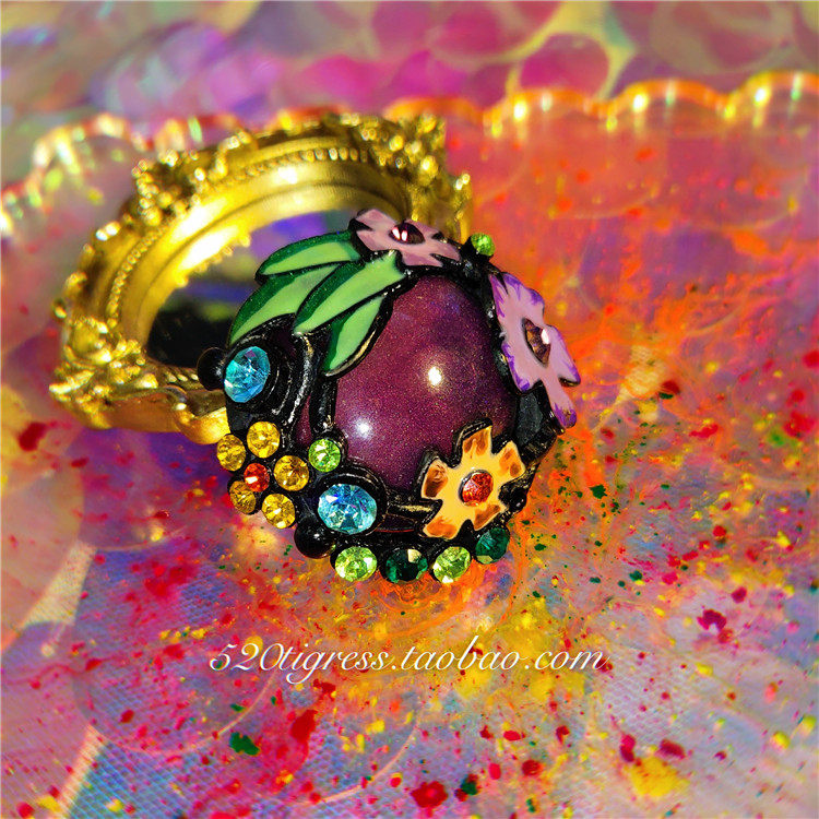 tigress 复古小众设计品牌珐琅花朵胸针 宝石胸花