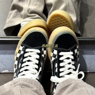 VANS黑生胶款 VN0A3DZ31KP STYLE36黑色棋盘格帆布低帮男女休闲板鞋