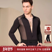 舞衣连体衬衫 dancebaby拉丁舞服男士 舞服练功服上衣2025新款 YD141