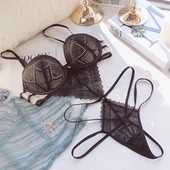 一体式 黑色连体衣内衣女小胸聚拢收副乳上托性感蕾丝文胸套装 内裤