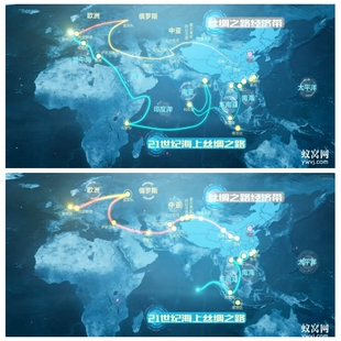 A390 AE模板 震撼全球地图路线图 开场片头视频制作