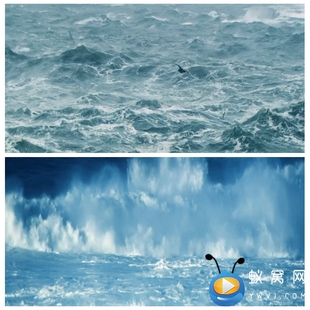 S2394《众人划桨开大船》歌曲MV 大海海浪大屏背景视频素材制作