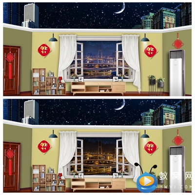 S2456 客厅家里 夜晚春晚城市情景剧小品 LED大屏背景视频素材