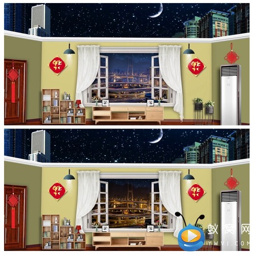 S2456 客厅家里 夜晚春晚城市情景剧小品 LED大屏背景视频素材
