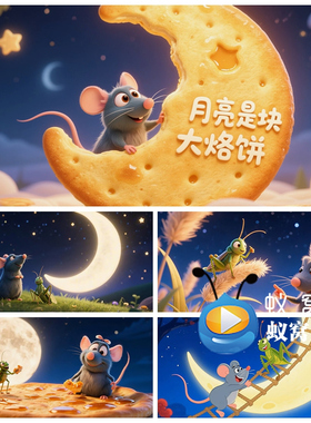 S6411《月亮是块大烙饼》儿童绘本故事 晚会LED大屏背景视频素材